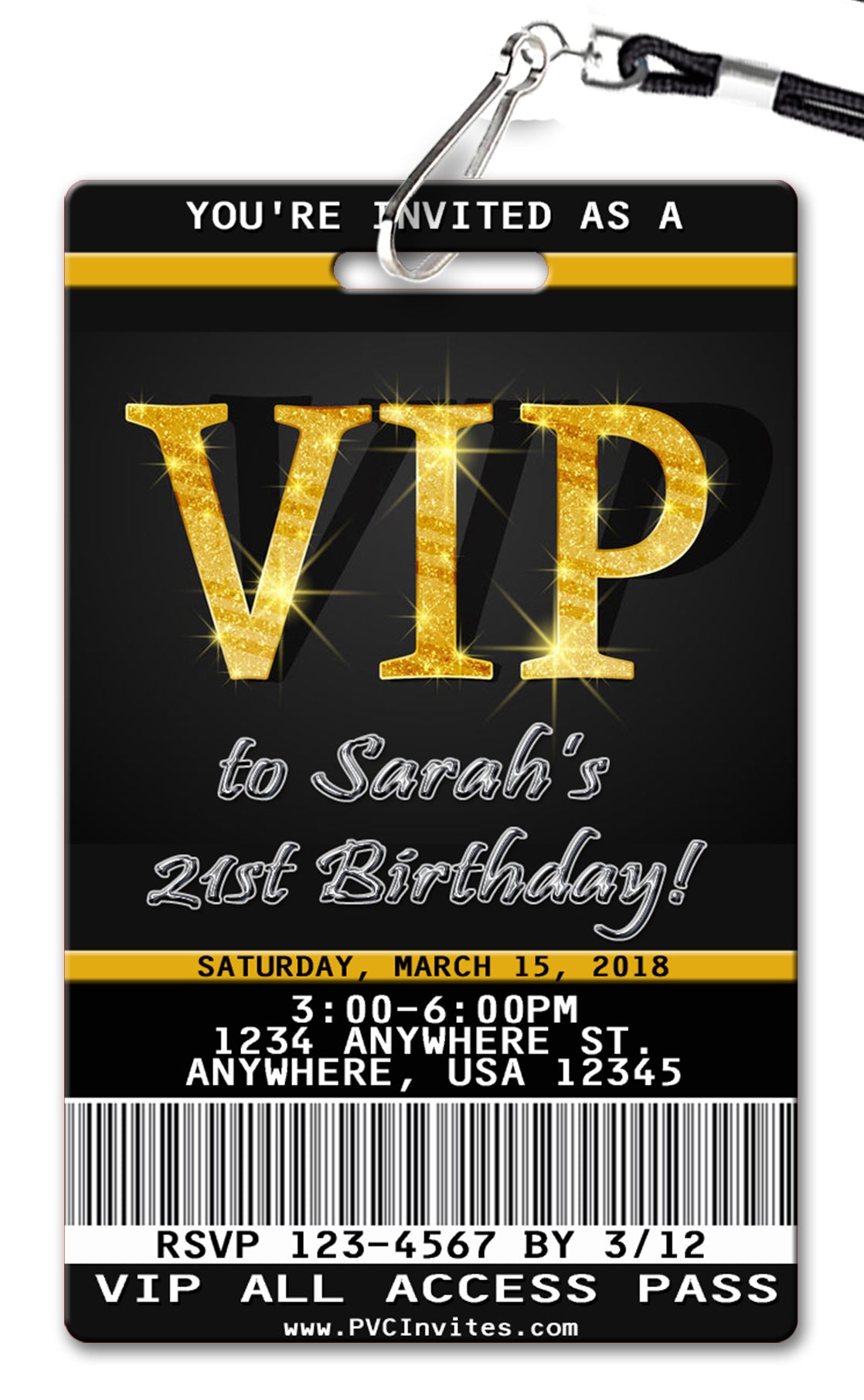 VIP Pass Birthday Invitation - PVC ...